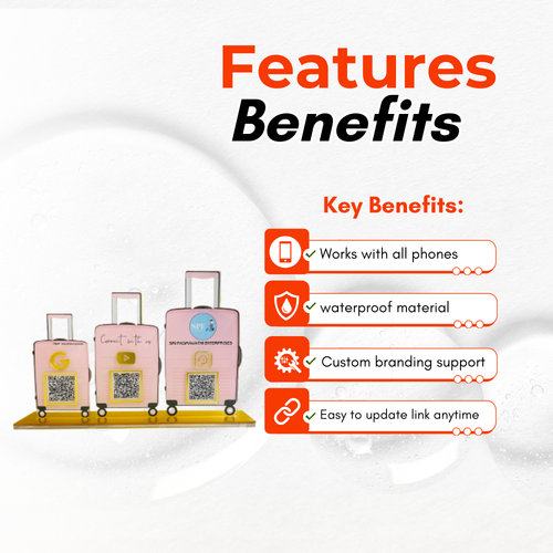 3 QR NFC Enabled Luggage Shape Standee for Travel Agency & Tour Operator