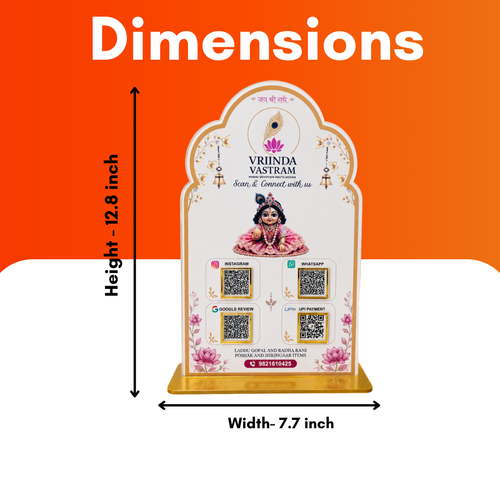 4 QR NFC Enbaled Krishna God Printed Standee