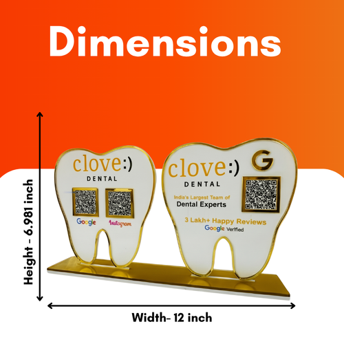 3 QR NFC Enabled Tooth Shape Standee for Dental Clinic & Dentist | Pack of 2 | Business Promotion for Dental Clinic
