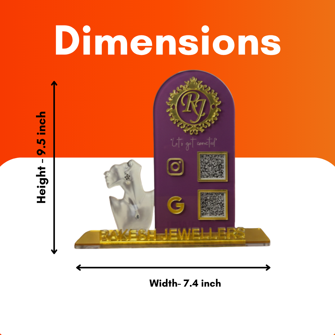 2 QR NFC Enabled Premium Jewelry Standee for Jewellery Shop & Gold Store For Jewellers