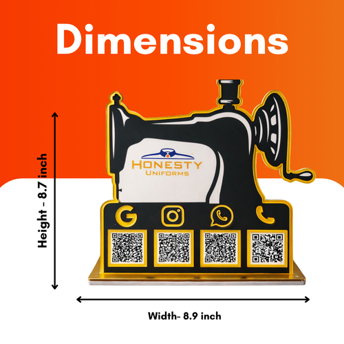4 QR NFC Enabled Silai Machine Shape Standee For Tailor Boutique and Stitching