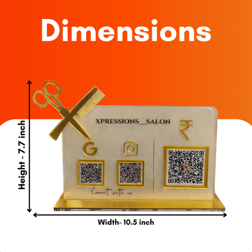 3 QR NFC Enabled Salon Standee with Scissor Cutout For Salon and spa
