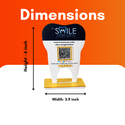 1 QR NFC Enabled Tooth Shape Standee for Dental Clinic