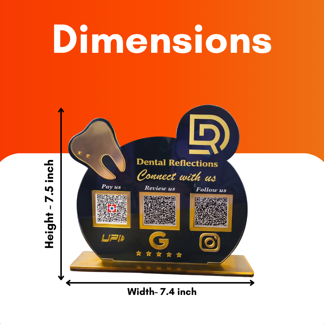 3 QR NFC Enabled Tooth Cut-Out Standee for Dental Clinic