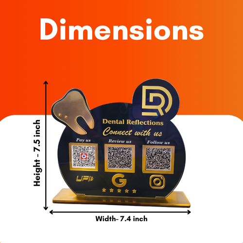 3 QR NFC Enabled Tooth Cut-Out Standee for Dental Clinic