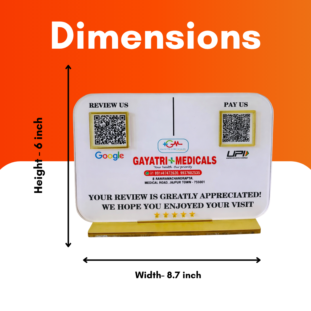 2 QR NFC Enabled Digital White Standee for Medical Store