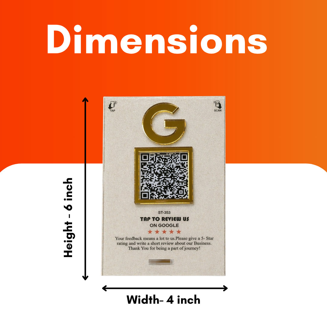 1 QR NFC Enabled 4x6 Frosted Premium Standee for Dental Clinic | Salon & Spa
