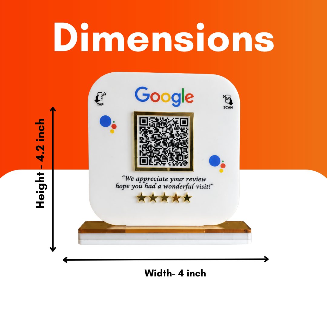 1 QR NFC Enabled Premium Google Review Standee with Dynamic QR Code