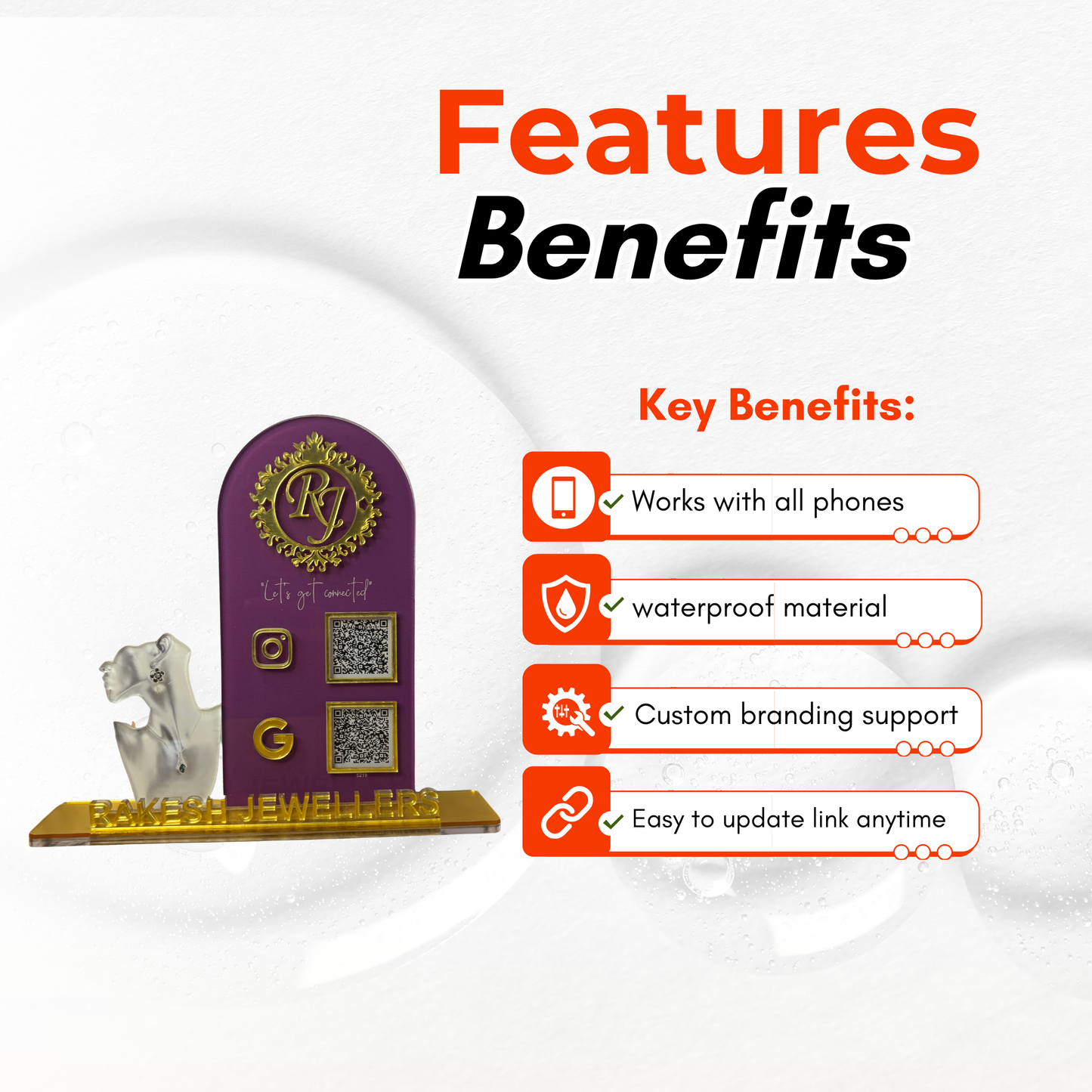 2 QR NFC Enabled Premium Jewelry Standee for Jewellery Shop & Gold Store For Jewellers