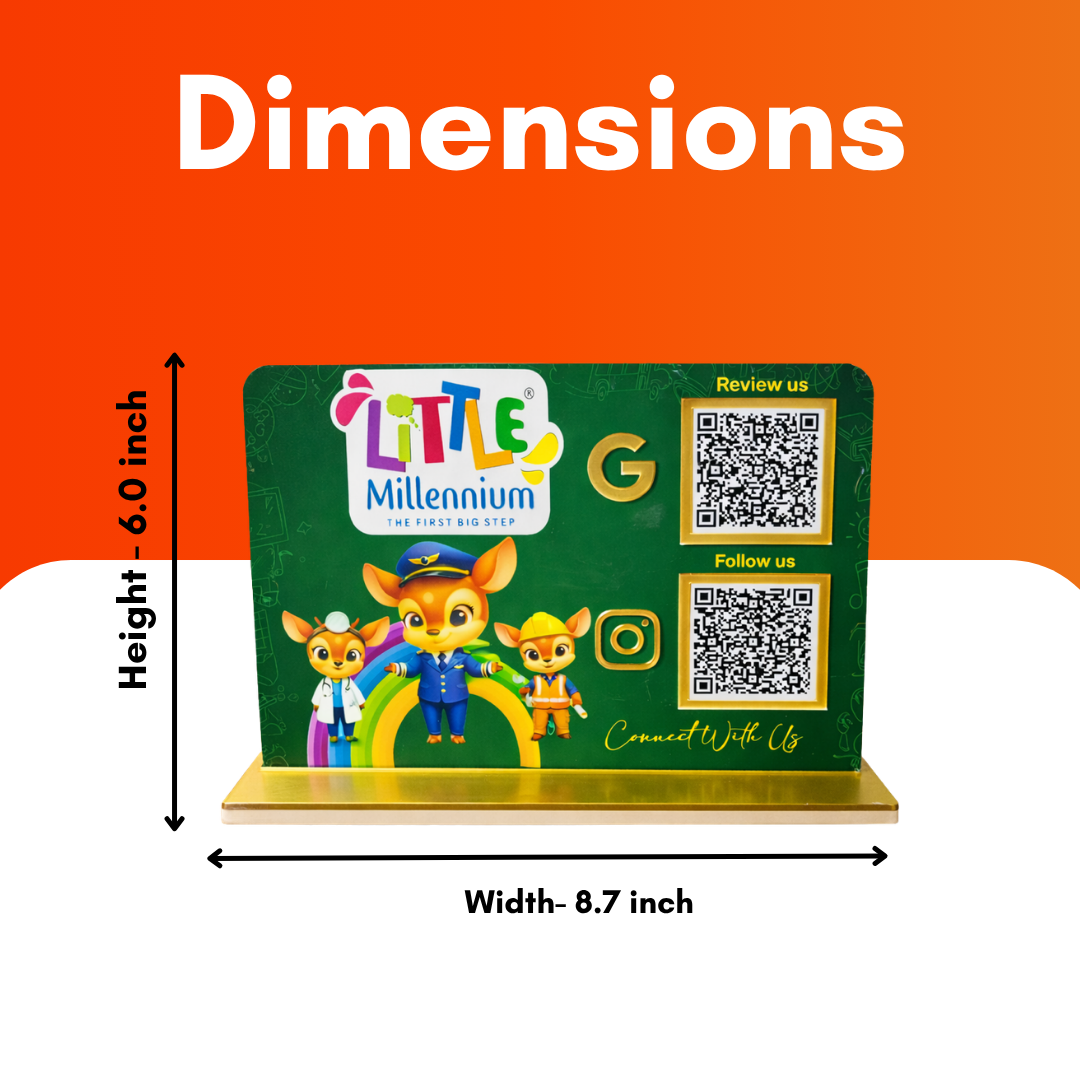 2 QR NFC Enabled Horizontal Standee For School Kindergarten Nursery Daycare Kids Learning Education