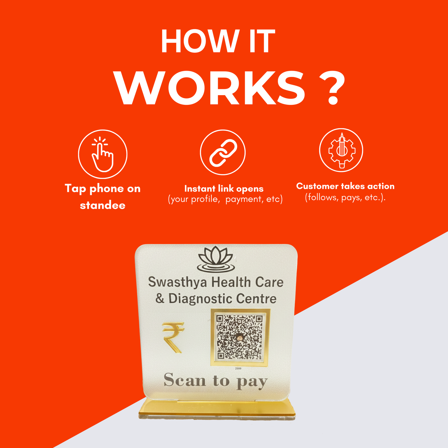 1 QR NFC Enabled Frosted Standee for Shops Cafes Clinics & Offices