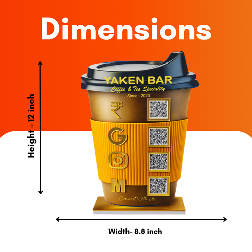 3 QR NFC Enabled NFC Enabled Coffee Cup Shape Standee