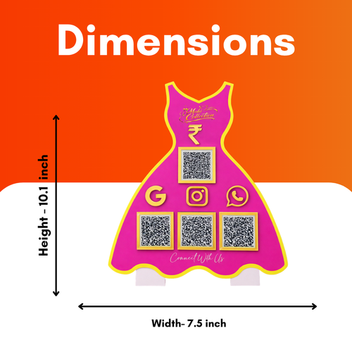 4 QR NFC Enabled Dress Gown Shape Table Top Standee for Fashion Boutique  Bridal Collection