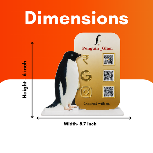 3 QR NFC Enabled Penguin Cut Out Vertical Standee