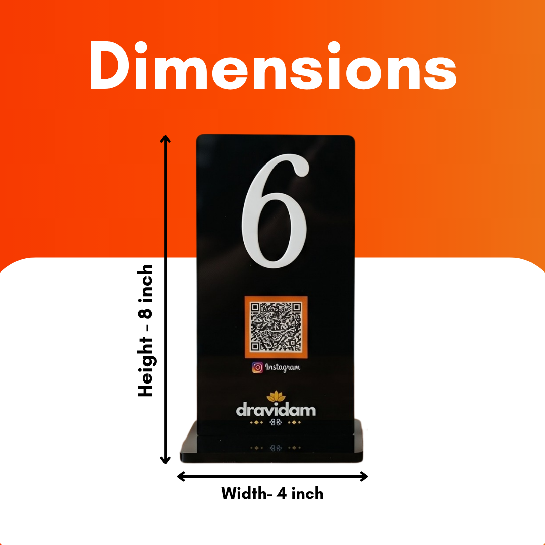 1 QR NFC Enabled Black Premium Tabletop Number Standee Pack for Restaurant & Cafe | Digital Menu