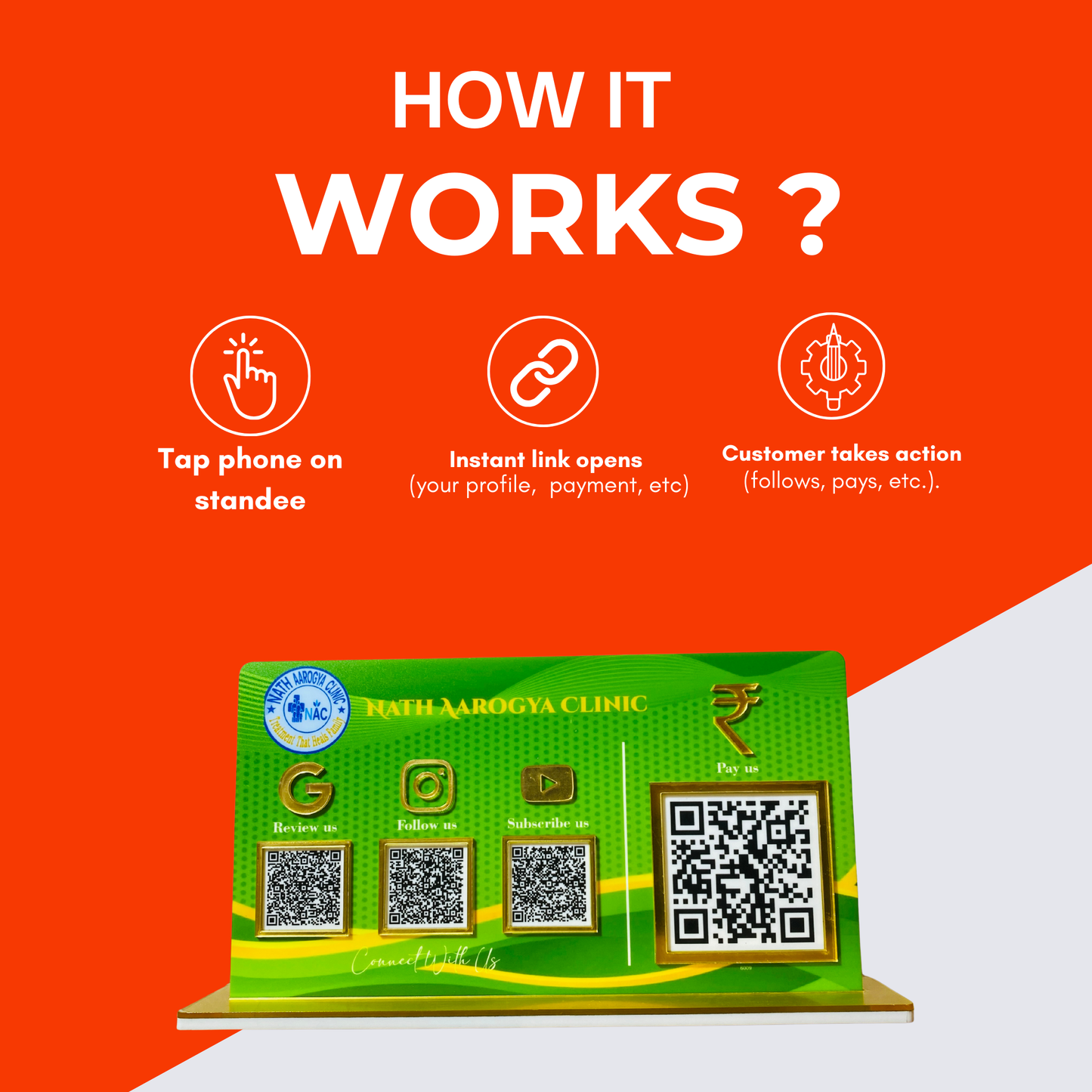 4 QR NFC Enabled Payment QR Standee For Clinic and Hospital