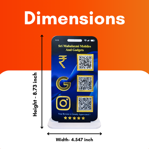 3 QR NFC Enabled Mobile Phone Shape Standee for Mobile Shop & Electronics Store