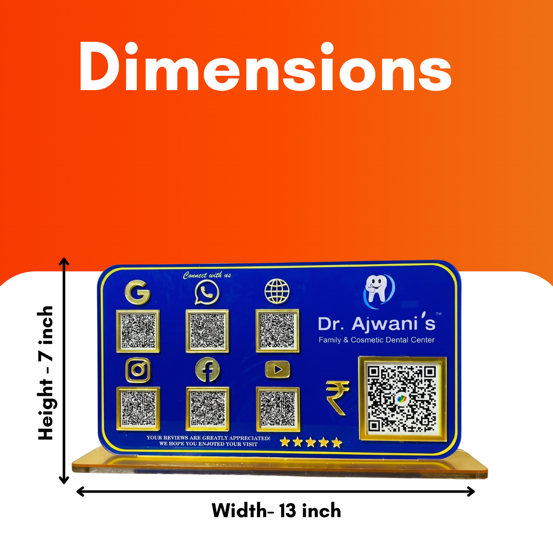 7 QR NFC Enabled Smart Standee with Payment QR For Clinic and Hospital