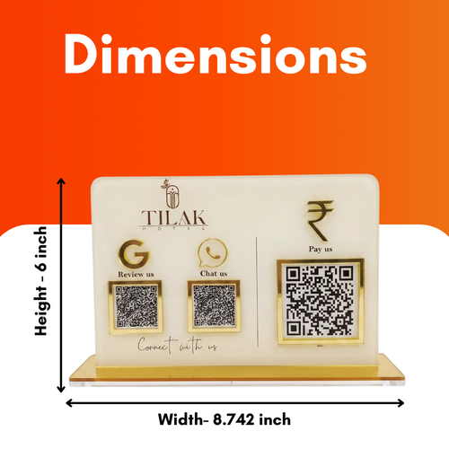 3 QR NFC Enabled Horizontal Digital White Standee for Restaurant and Boutiques