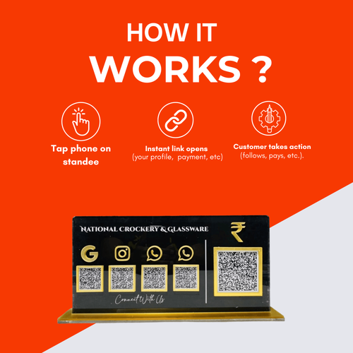 5 QR NFC Enabled Black Horizontal Standee with Payment QR