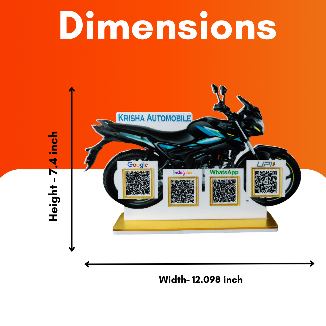 4 QR NFC Enbaled Bike Shape Standee For Automobiles