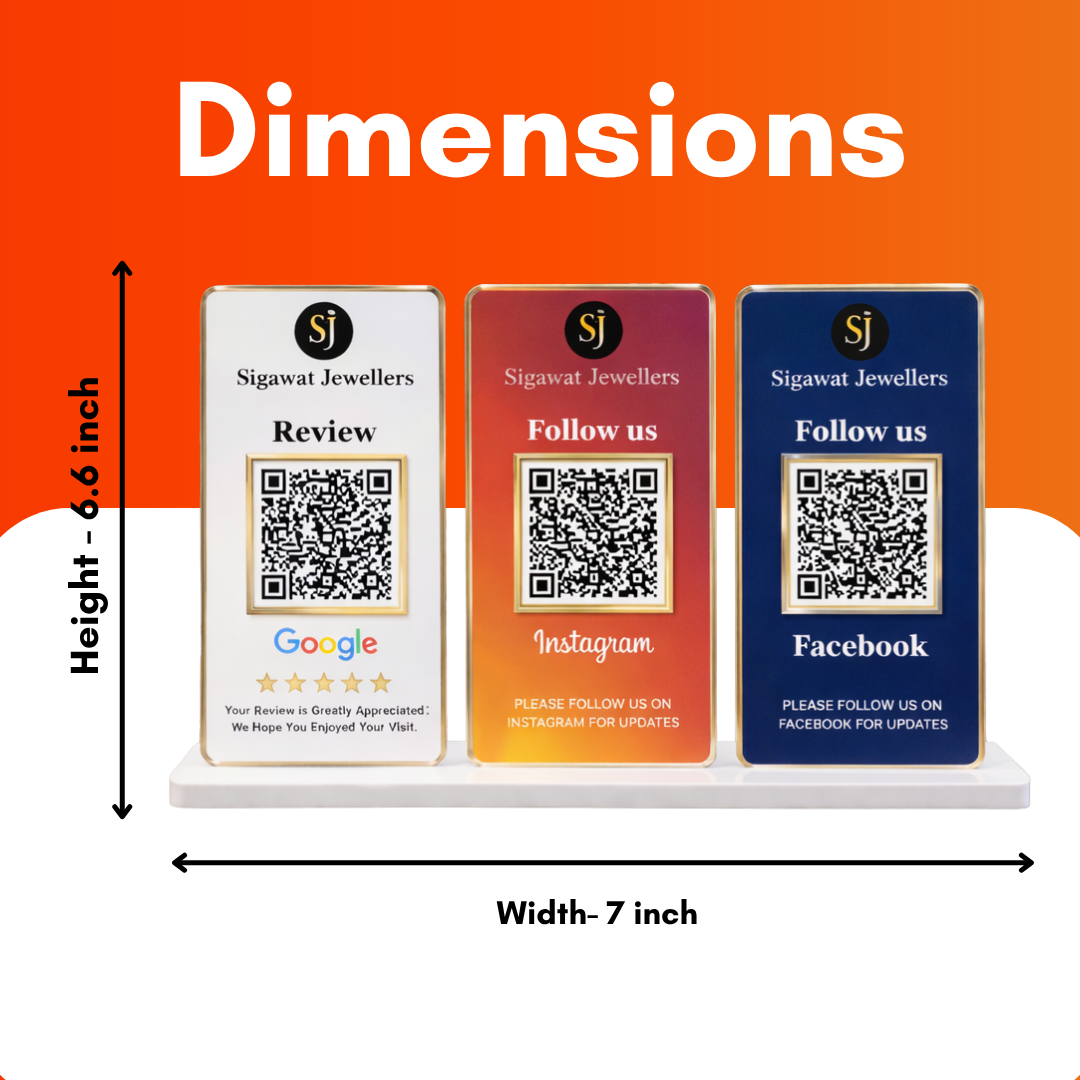 3 QR NFC Enabled Multi Colour Separate Panel Standee for Jewellery Store