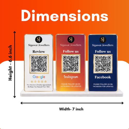 3 QR NFC Enabled Multi Colour Separate Panel Standee for Jewellery Store