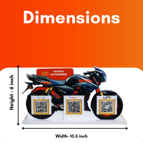 3 QR NFC Enabled Bike Shape Standee for Bike Showroom Garage & Auto Shop