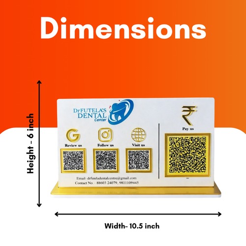 4 QR NFC Enabled White Colour Standee For Dental Clinic