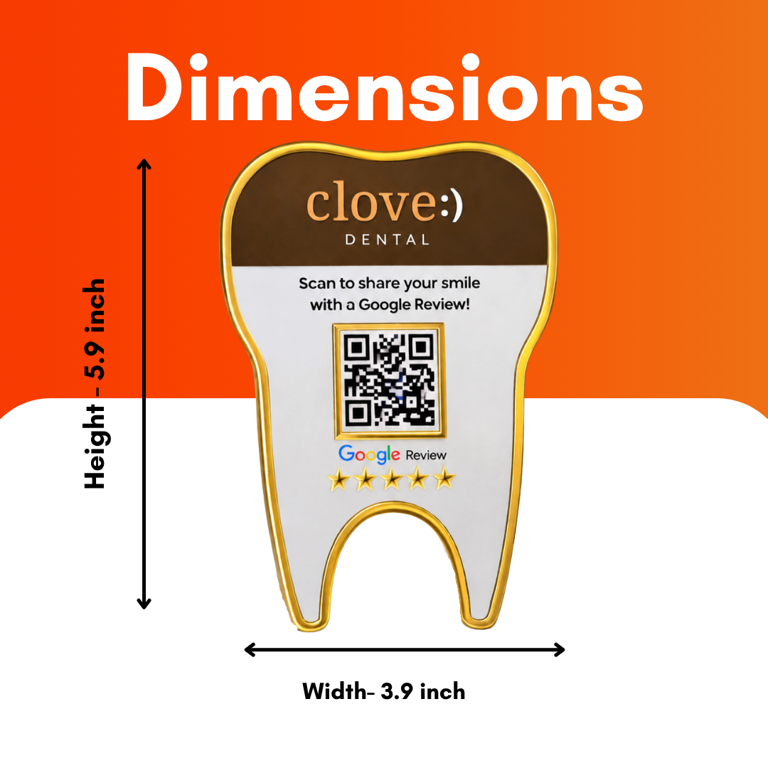 1 QR NFC Enabled Premium Tooth Shape Standee | Dental Clinic Counter for Dental Clinic