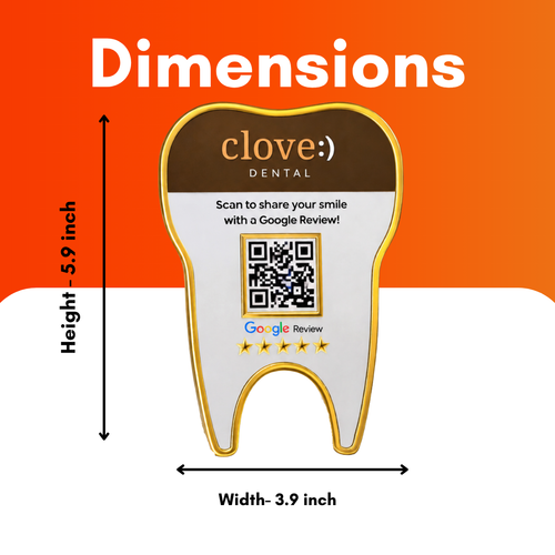 1 QR NFC Enabled Premium Tooth Shape Standee | Dental Clinic Counter for Dental Clinic
