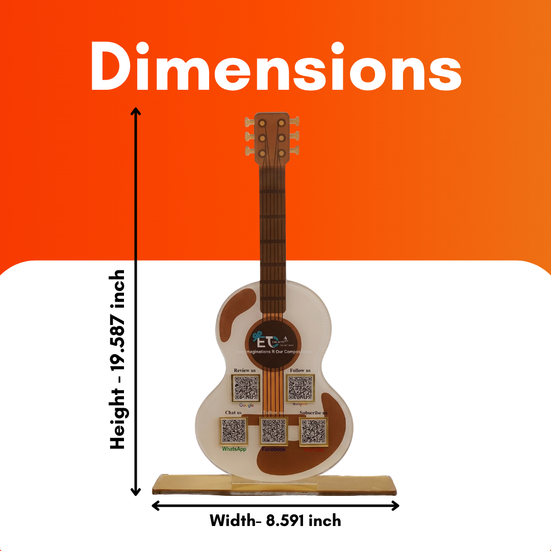5 QR NFC Enabled Guitar Shape Standee