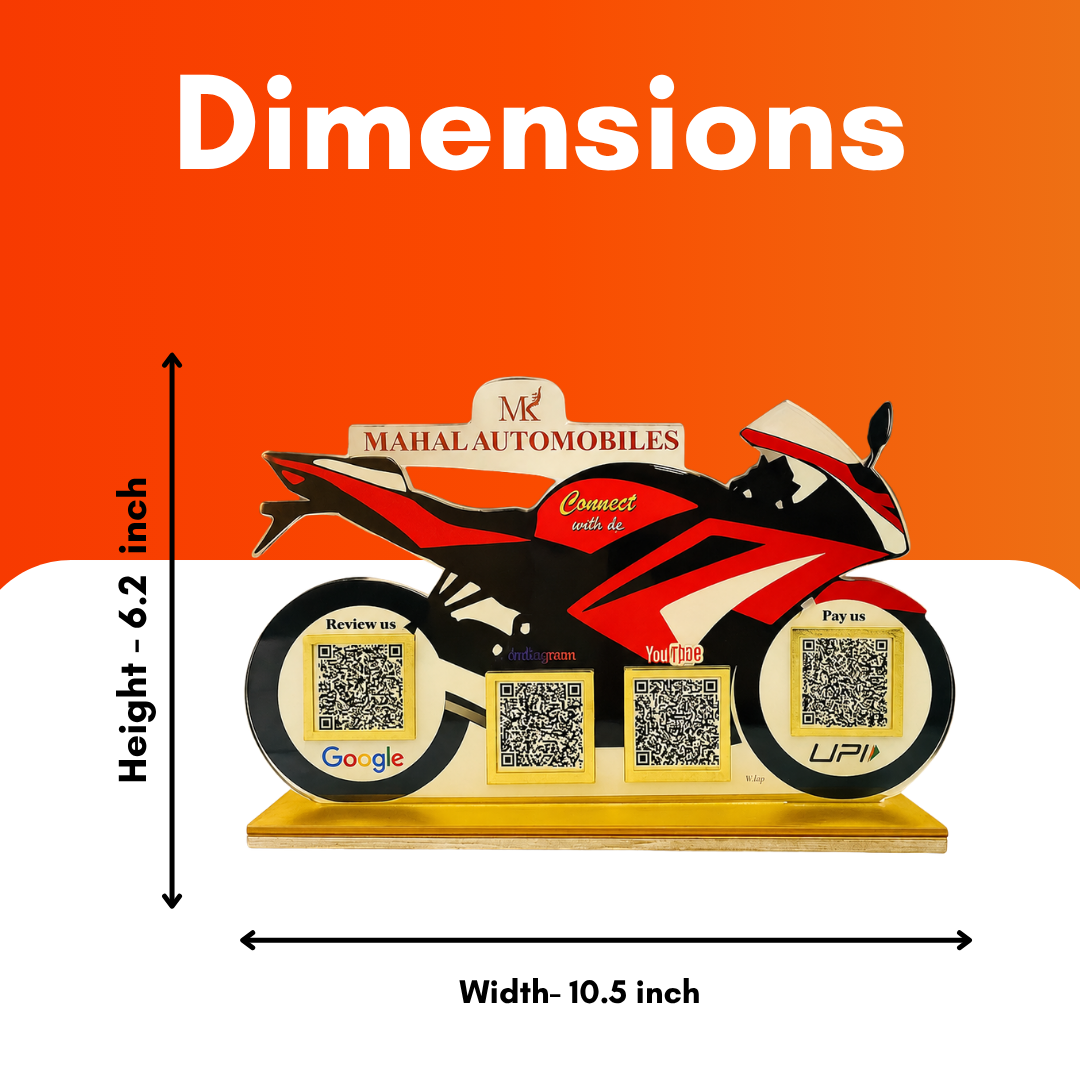 4 QR NFC Enabled Bike shape Standee