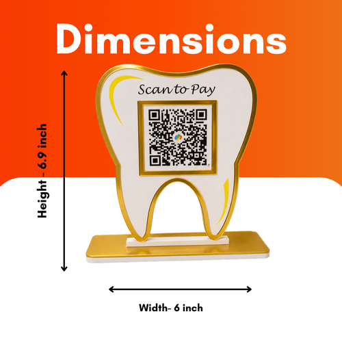1 QR NFC Enabled Tooth Cutout For Dentists Dental Clinic Dental Care Dental Hospital Scan To Pay Standee for Dental Clinic