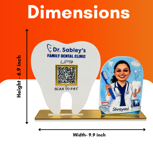 1 QR Tooth Shape NFC Enabled Standee For Doctor , Clinic and Health Care
