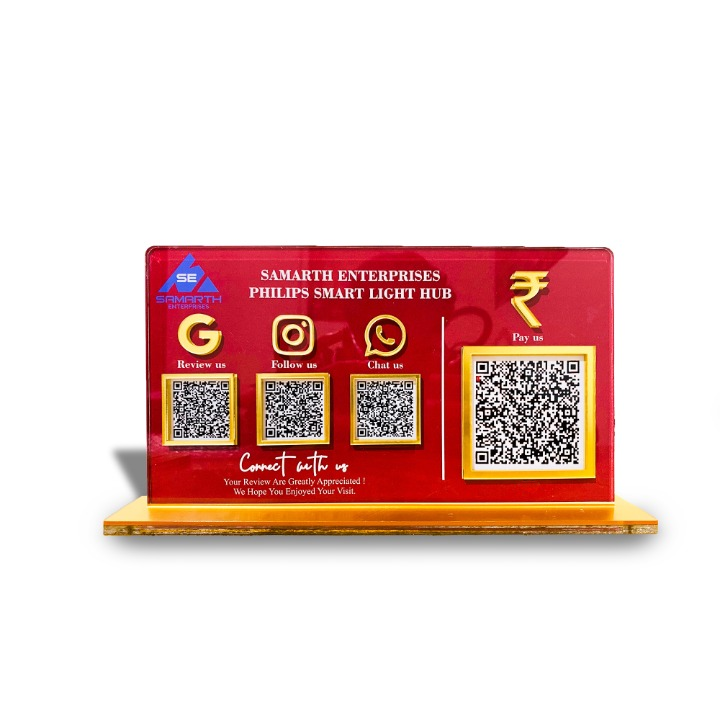 4 QR NFC Enabled Horizontal Multi Colour QR Standee with Payment QR