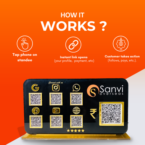 7 QR NFC Enabled Round Edge Standee