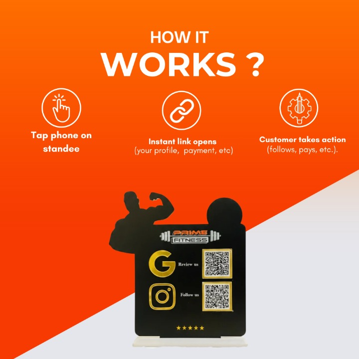 2 QR NFC Enabled Standee for Gym & Fitness Studio
