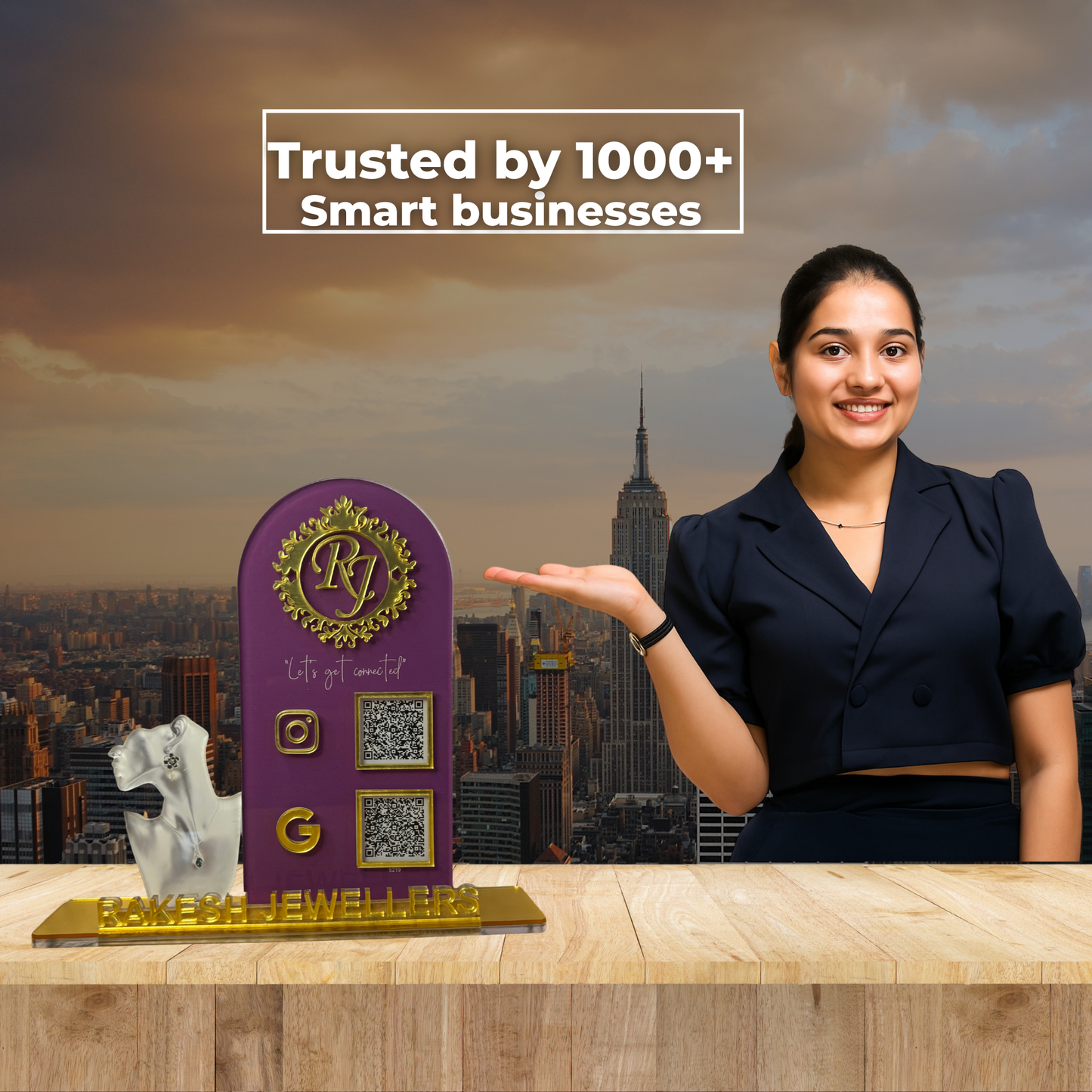 2 QR NFC Enabled Premium Jewelry Standee for Jewellery Shop & Gold Store For Jewellers