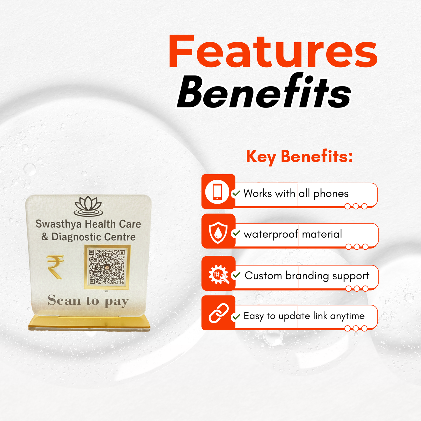 1 QR NFC Enabled Frosted Standee for Shops Cafes Clinics & Offices