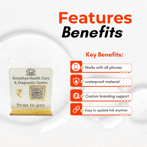 1 QR NFC Enabled Frosted Standee for Shops Cafes Clinics & Offices