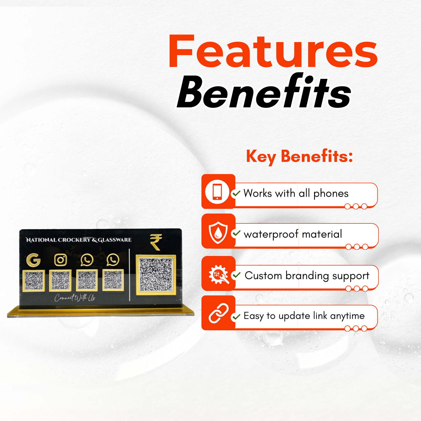 5 QR NFC Enabled Black Horizontal Standee with Payment QR