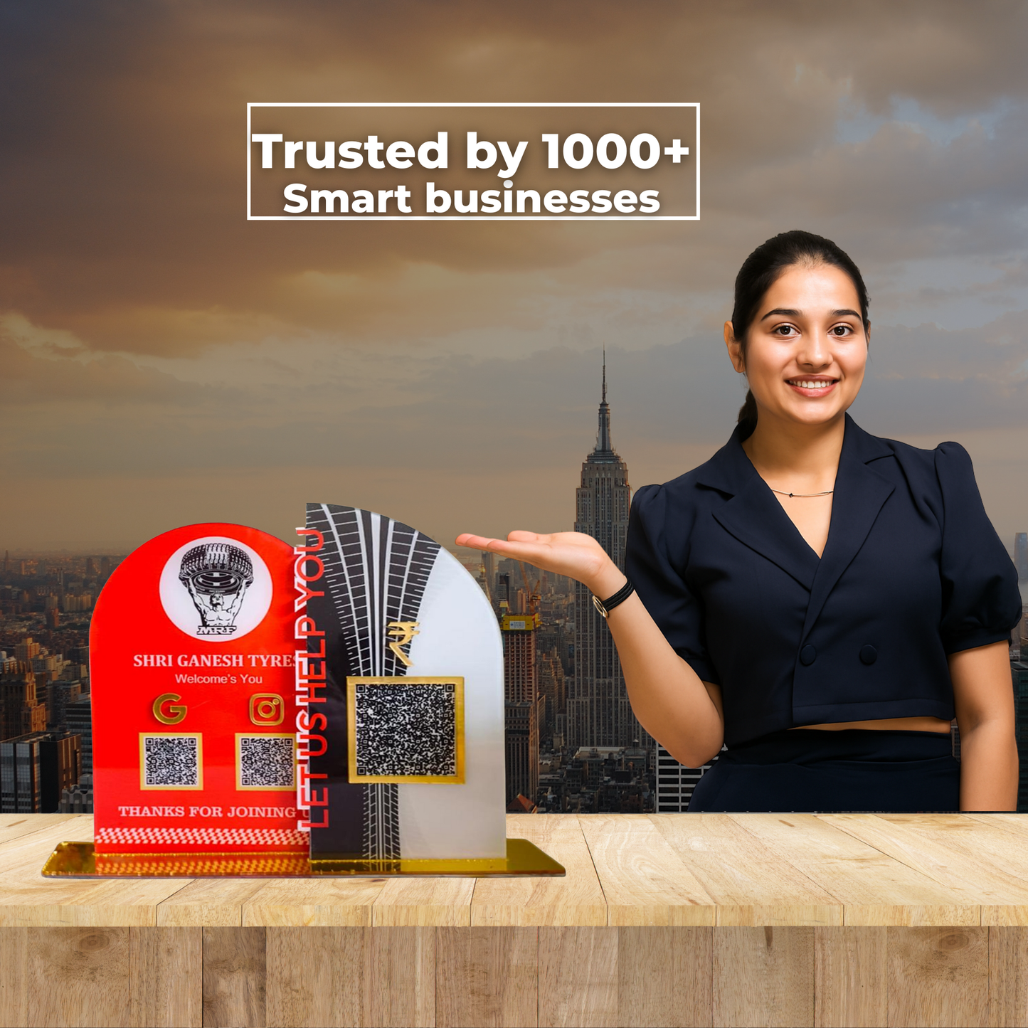 3 QR NFC Enabled Round Premium Standee for Shops Cafes Clinics & Offices