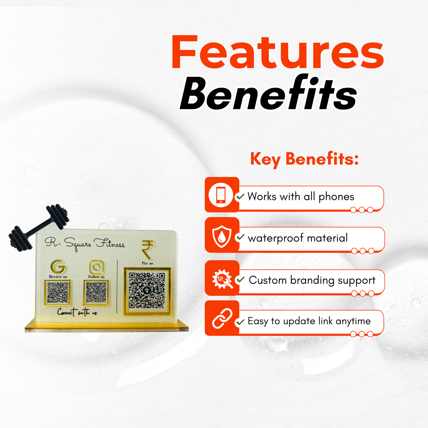 3 QR NFC Enabled Standee with Dumbbell Cutout for Gym & Fitness Studio