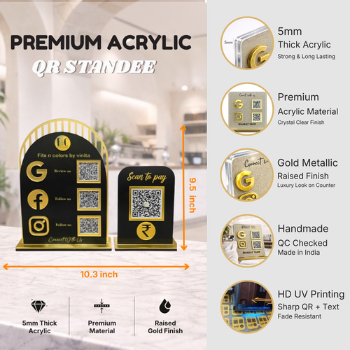 4 QR NFC Enabled Arch & Rounded Rectangle Combo Table Top Standee