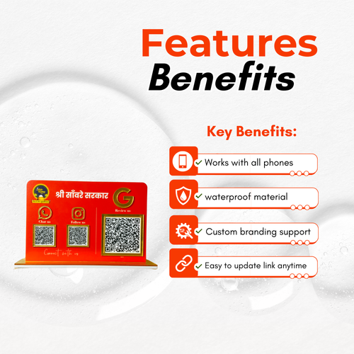 3 QR NFC Enabled Horizontal Red Standee for Shops Cafes & Offices