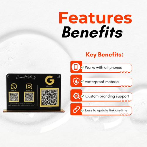 3 QR NFC Enabled Black Horizontal Standee