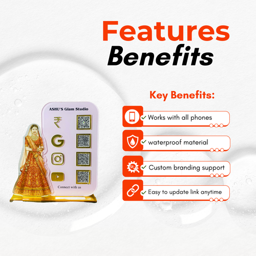 4 QR NFC Enabled Bridal Girl Cut-Out Standee for Boutique Salon Mehendi Artist Makeup Studio & Bridal Shop