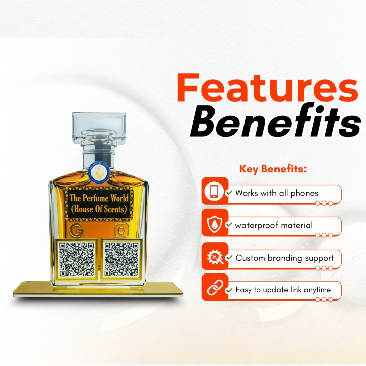 2 QR NFC Enabled Bottle Shape Standee for Perfume Attar & Cosmetic Store