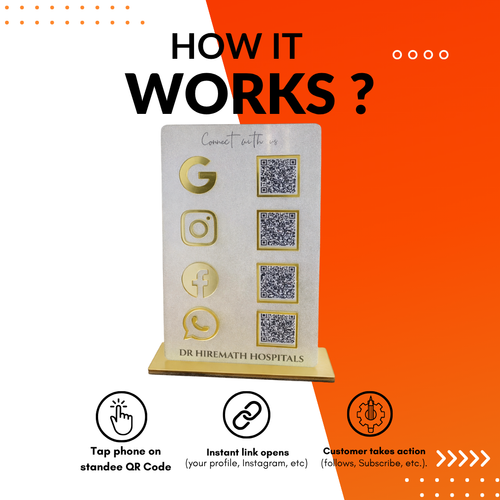 4 QR NFC Enabled Frosted Standee For Clinic and Hospital
